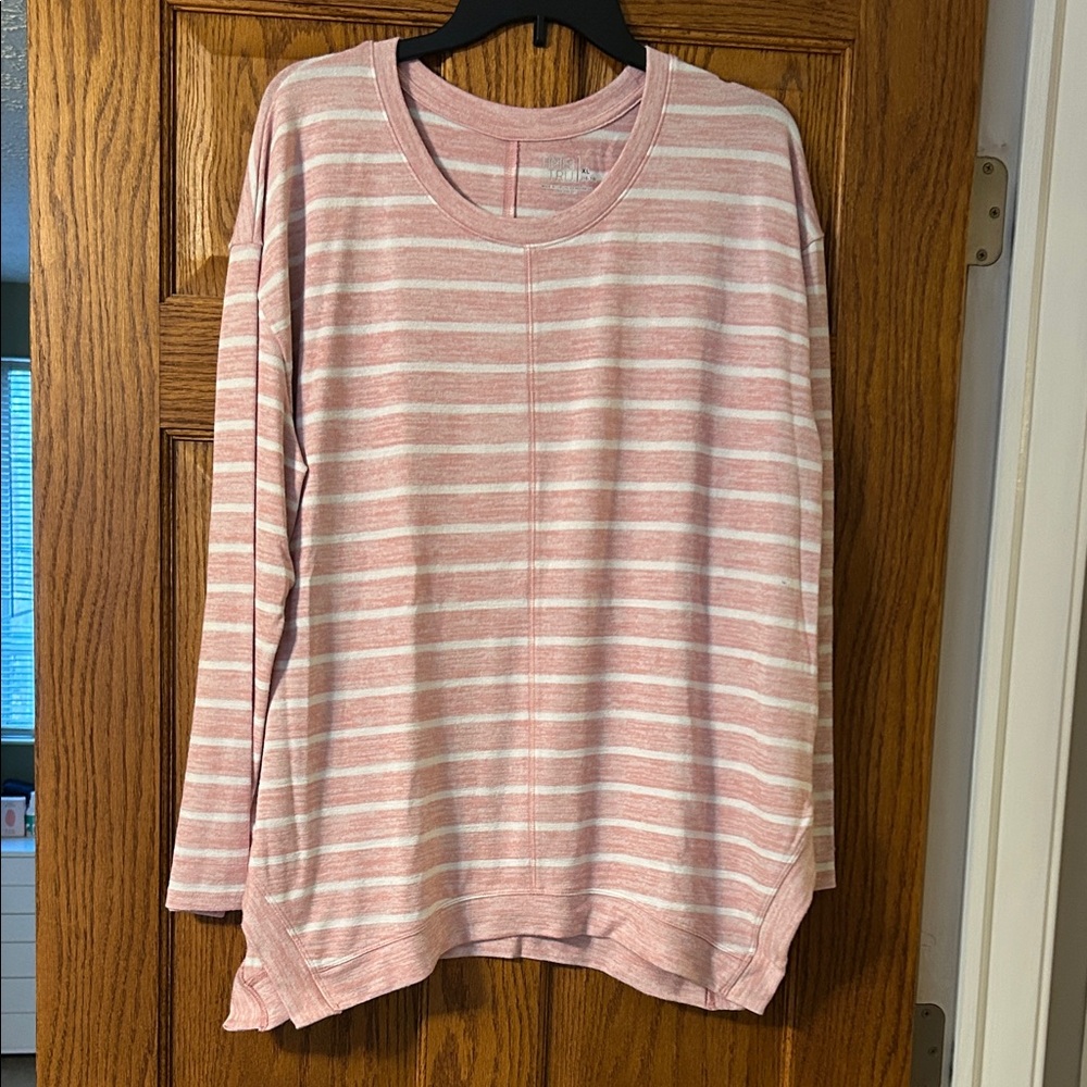 Time and Tru Pink and White Striped Top